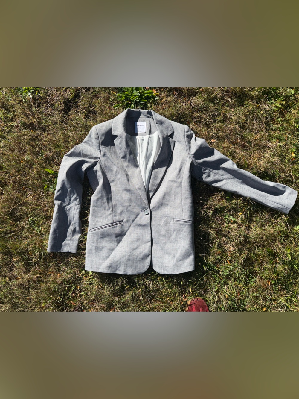 Nine West Light Gray Men's Single-Button Blazer